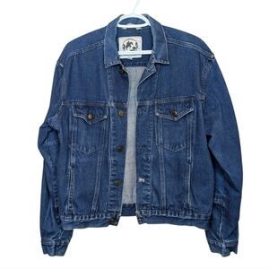 Vintage Saddlery Western Short Denim Button Down Jean Jacket Mens Small